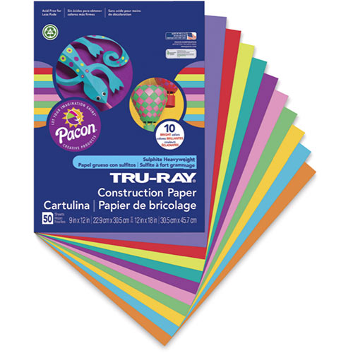 Tru-Ray® Black Sulphite Construction Paper, 12 x 18 - 50 Sheets